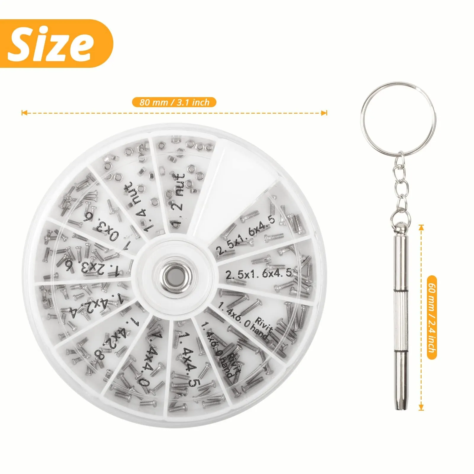 120 PCS Eyeglass Repair Kit，Eye Glass Repairing Tool with Tiny Screws, Nuts, Universal Screwdrivers, Precision Tool for Repairing Eye Glass, Sunglass, Jewelry, Watch