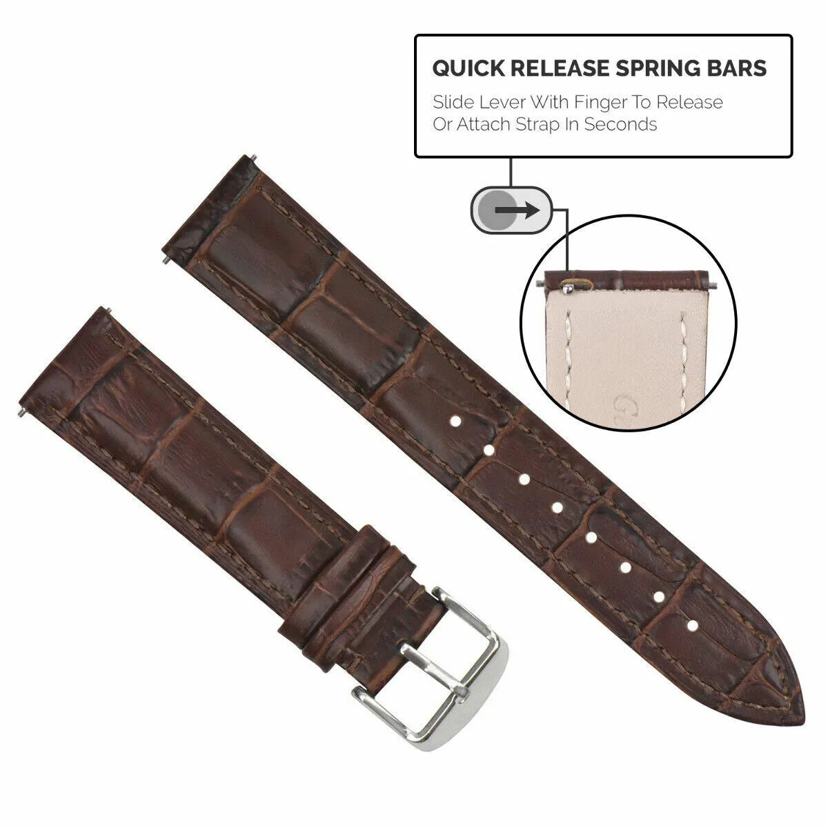 16-18-19-20-22-24MM LEATHER WATCH BAND STRAP-QUICK RELEASE FOR SEIKO 5 KINETIC