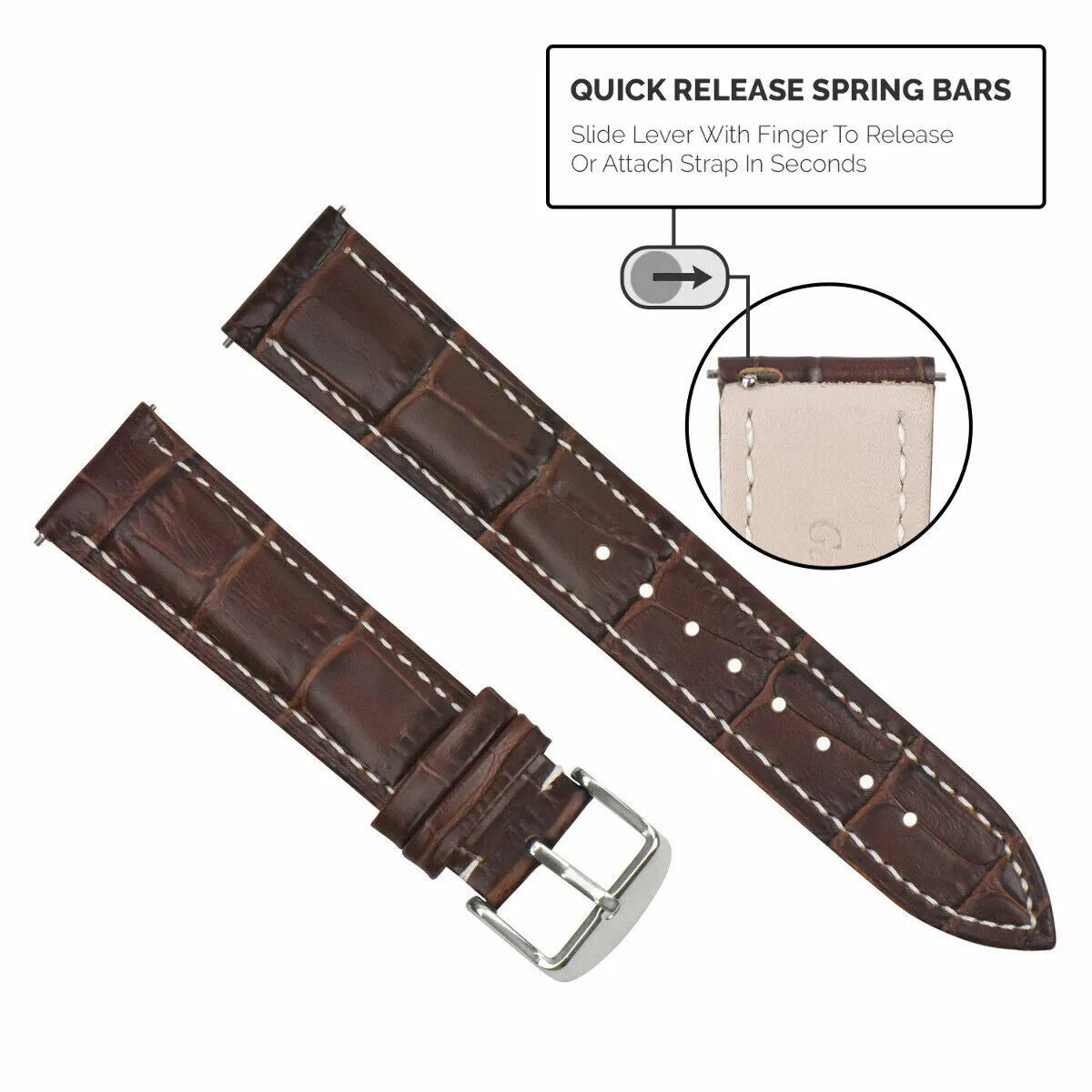 16-18-19-20-22-24MM LEATHER WATCH BAND STRAP-QUICK RELEASE FOR SEIKO 5 KINETIC