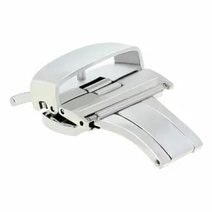 16MM DEPLOYMENT WATCH BAND BUCKLE CLASP FIT OMEGA SEAMASTER LEATHER STRAP SHINY