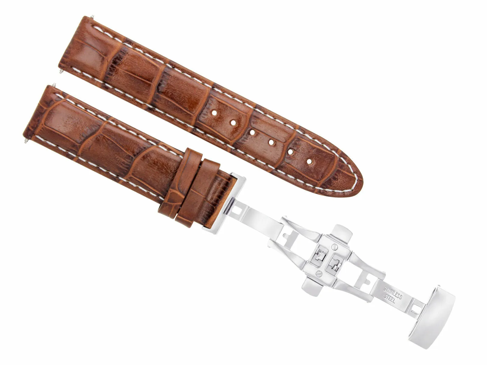 18MM LEATHER WATCH STRAP BAND DEPLOYMENT FOR BAUME MERCIER CLASSIMA L/BROWN WS