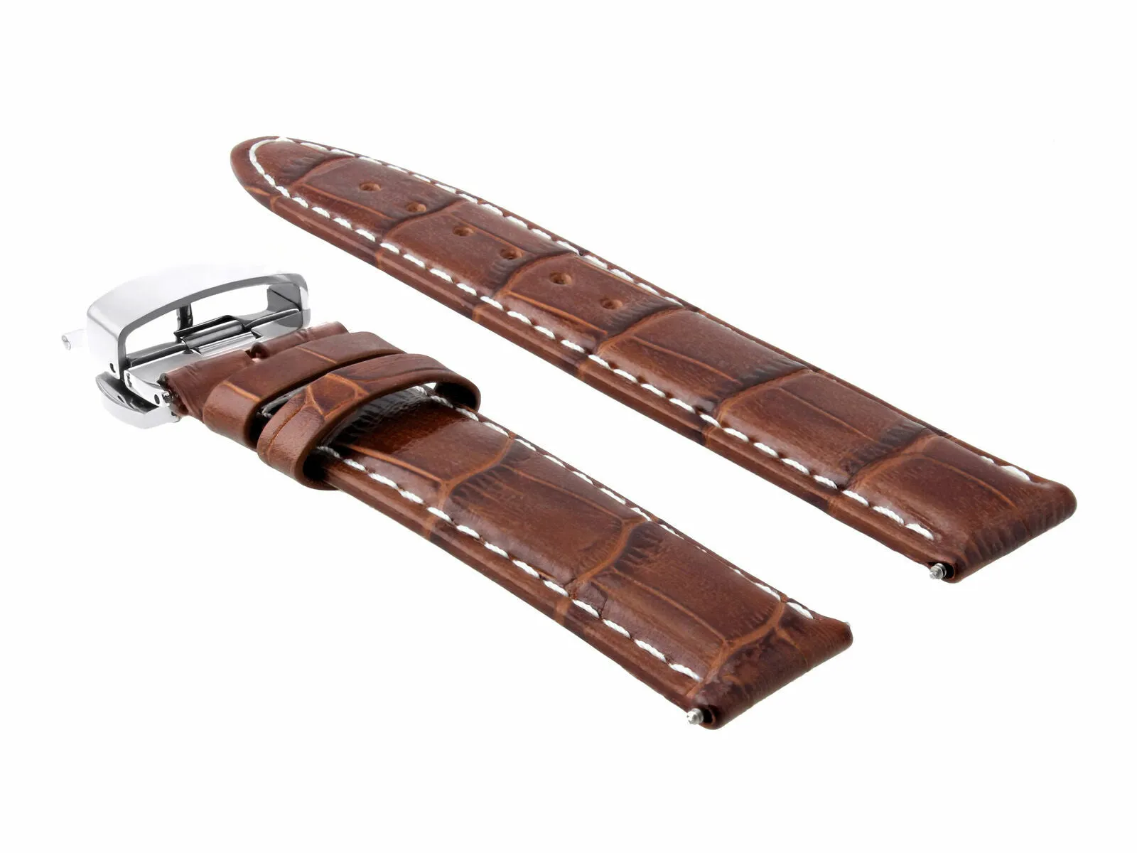 18MM LEATHER WATCH STRAP BAND DEPLOYMENT FOR BAUME MERCIER CLASSIMA L/BROWN WS