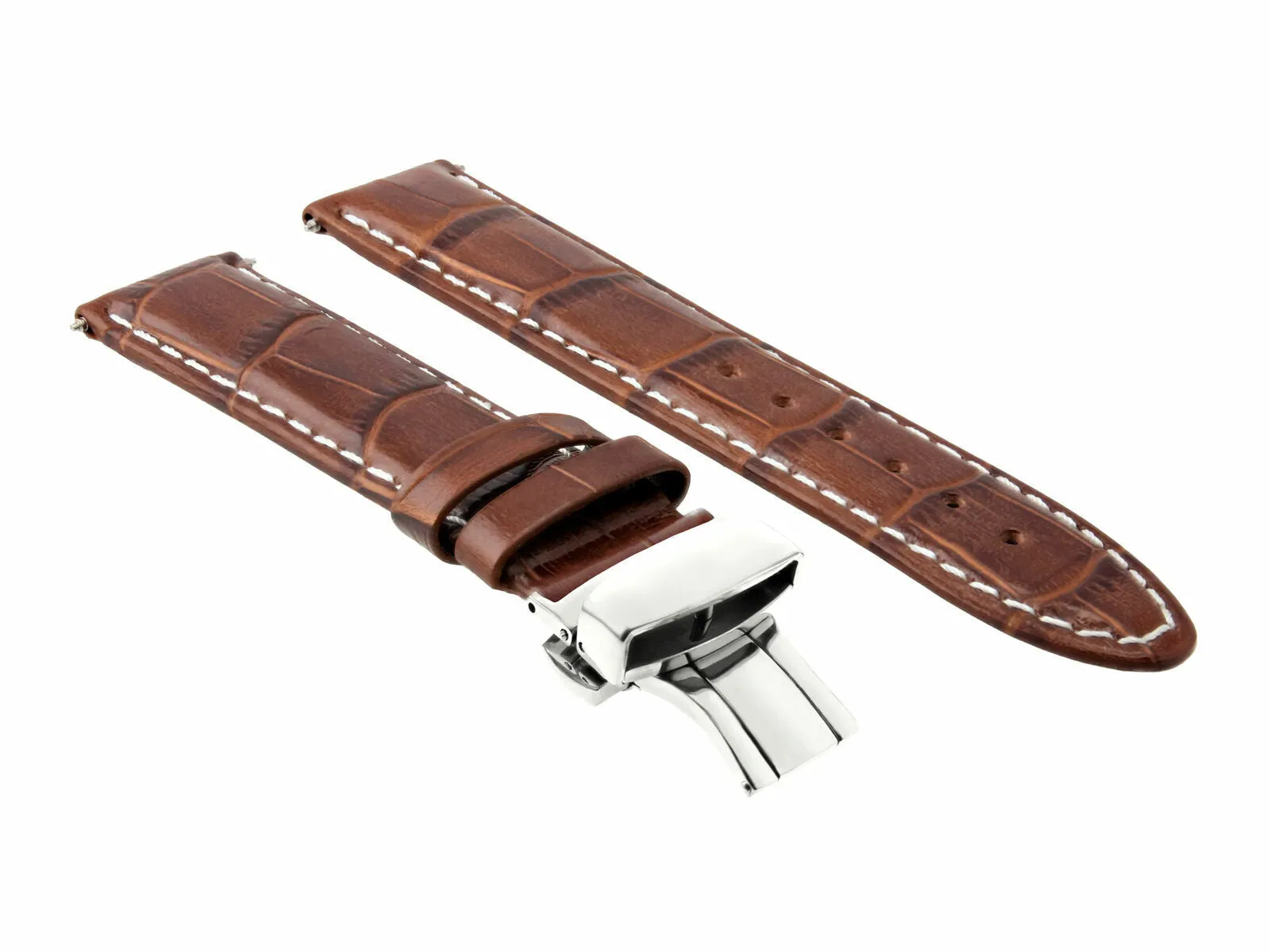 18MM LEATHER WATCH STRAP BAND DEPLOYMENT FOR BAUME MERCIER CLASSIMA L/BROWN WS