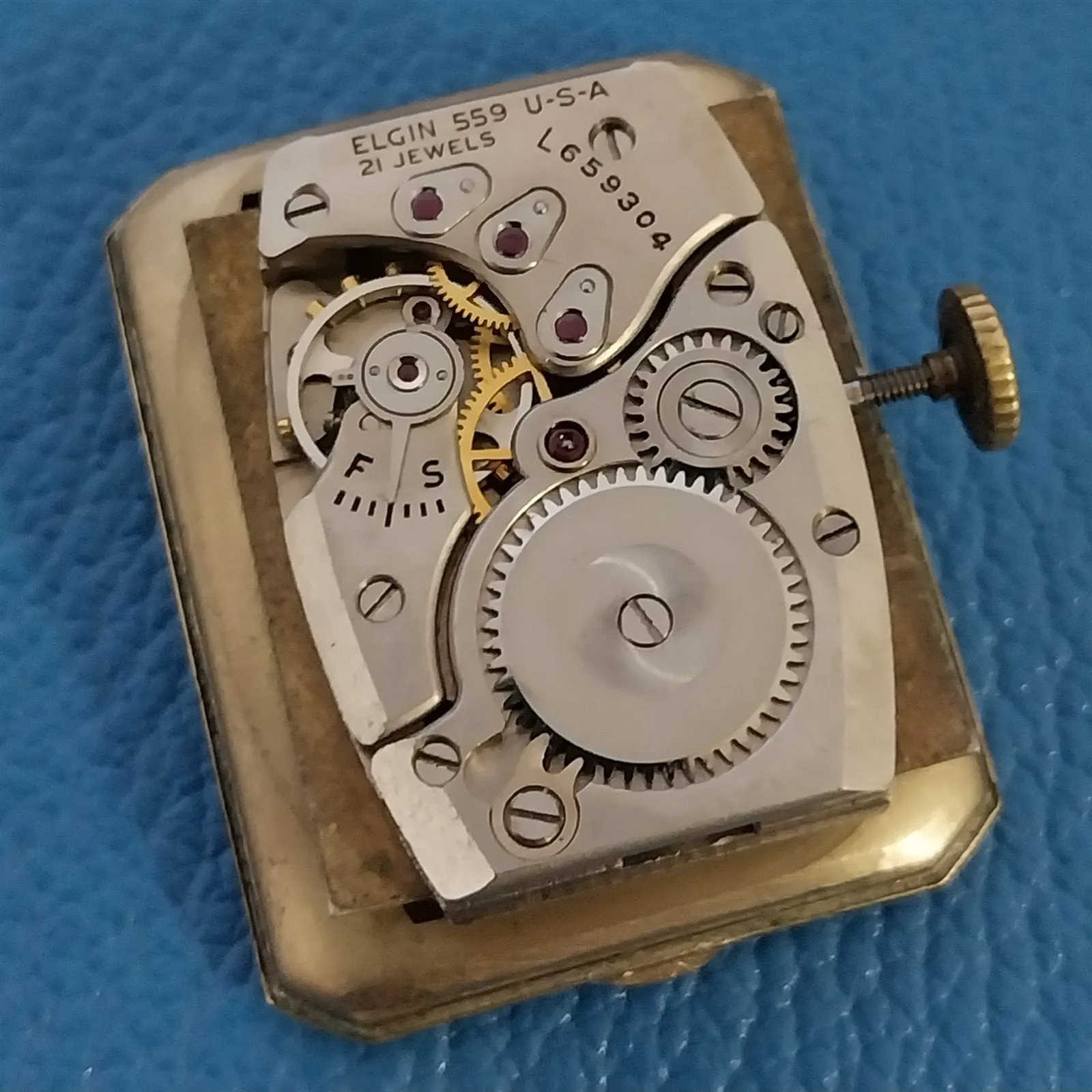 1950s Elgin 21j 14k Gold-Filled MCM Tank Vintage Watch