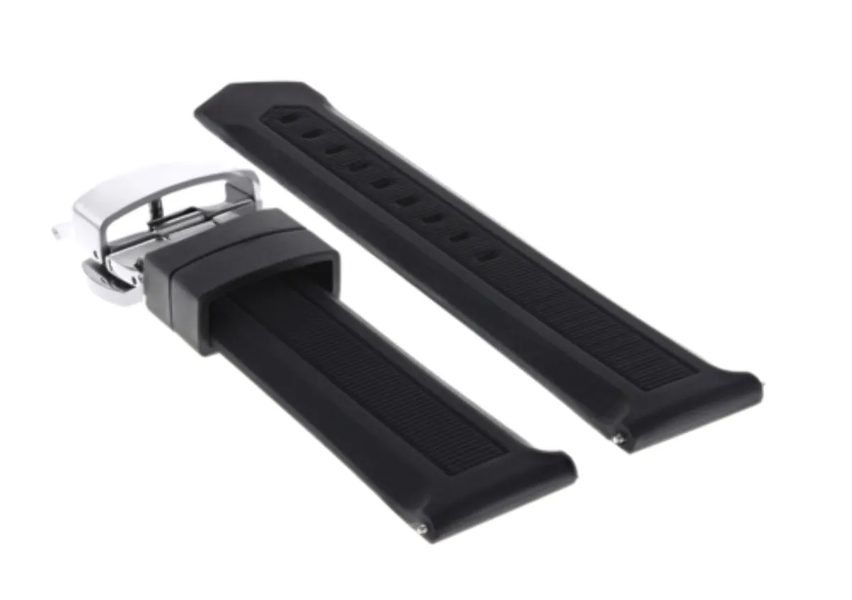 20MM RUBBER WATCH BAND STRAP DEPLOYMENT FOR TAG HEUER F1 AQUARACER CAC1110 SHINY