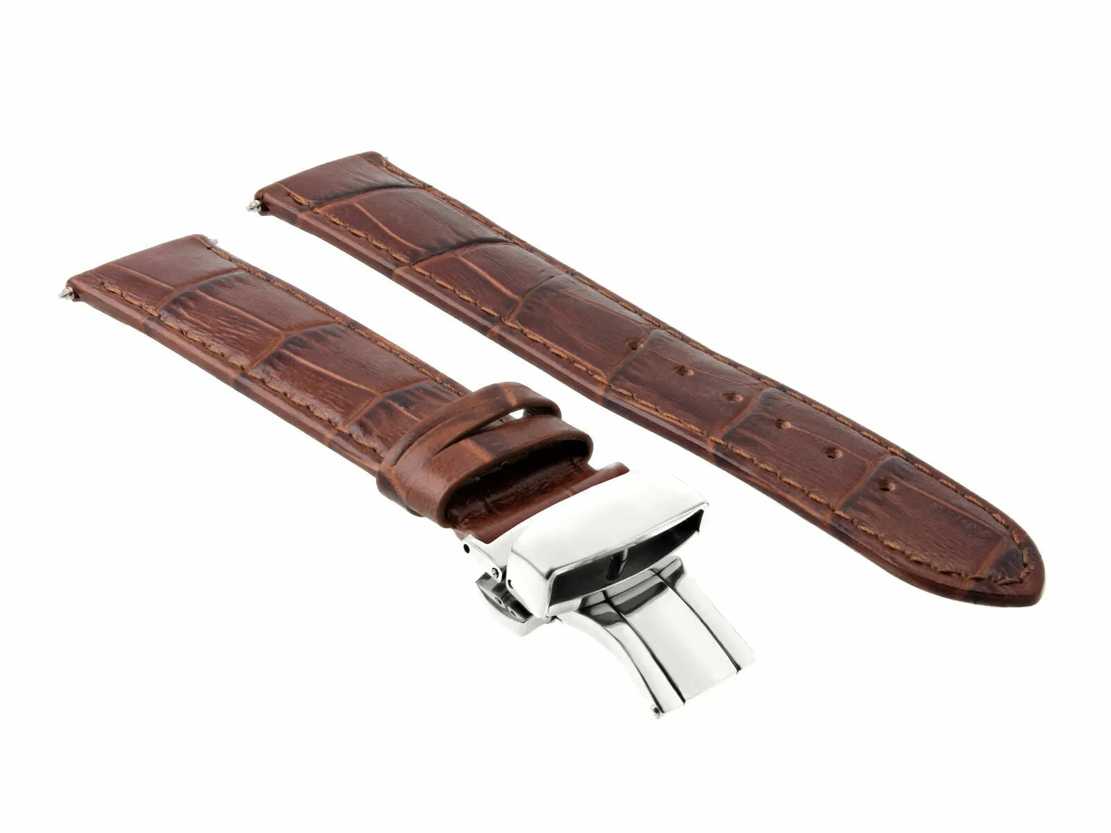 24MM REPLACEMENT LEATHER WATCH STRAP BAND DEPLOYMENT CLASP FOR MONTBLANC L/BROWN
