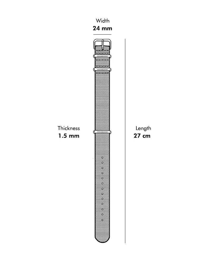 24mm White Black Nylon Strap