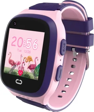 4G Kids Smart Watch for Girls with GPS Tracker SIM Card WiFi Location Cell Phone SOS Calling Waterproof Voice Chat Touch Screen Alarm Clock for Ages 5-12 Kids Birthday Gifts (Pink)
