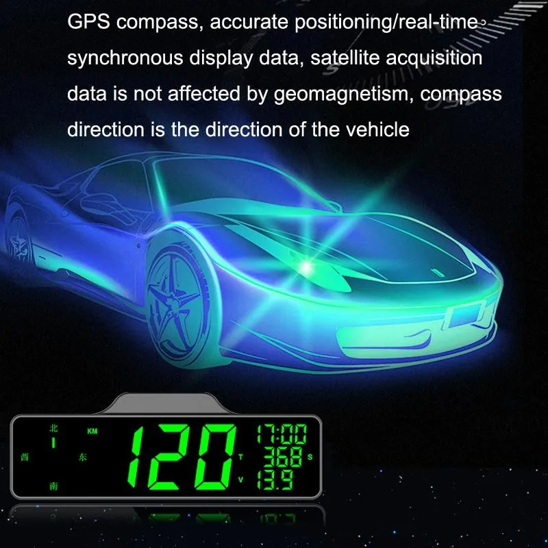 8 Inch Car Hud Gps Speedometer With Compass Multifunction Display