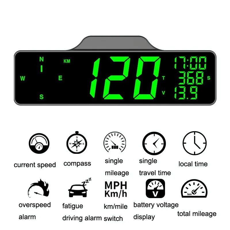 8 Inch Car Hud Gps Speedometer With Compass Multifunction Display