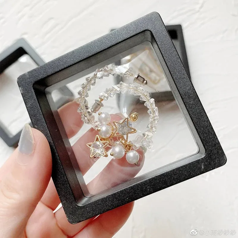 Anyhouz Jewelry Storage 10PCS Yellow Set 3D Floating Display Case Stands Holder Suspension Storage for Pendant Necklace Bracelet Ring Coin Pin Gift Jewelry Box 14x14cm