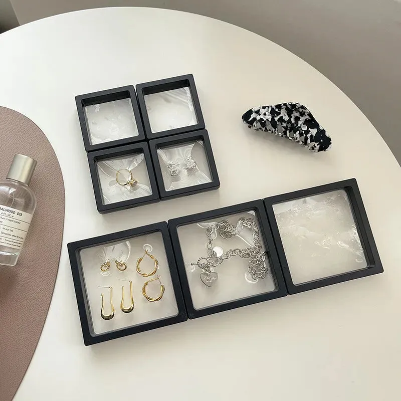 Anyhouz Jewelry Storage 10PCS Yellow Set 3D Floating Display Case Stands Holder Suspension Storage for Pendant Necklace Bracelet Ring Coin Pin Gift Jewelry Box 14x14cm