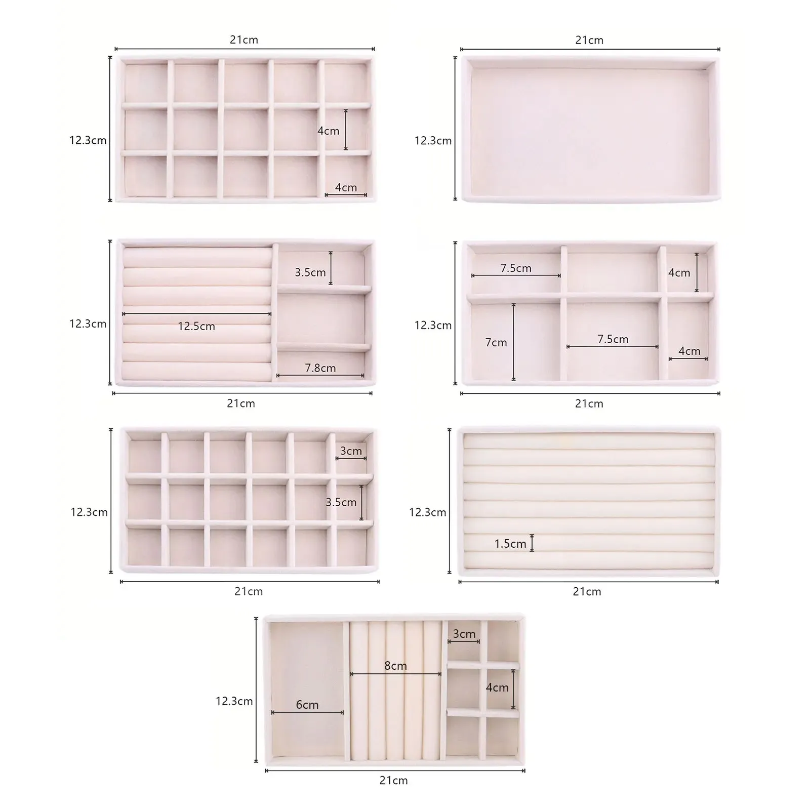 Anyhouz Jewelry Storage Beige Design F Display Tray Drawer Storage Jewellery Holder For Ring Earrings Necklace Bracelet