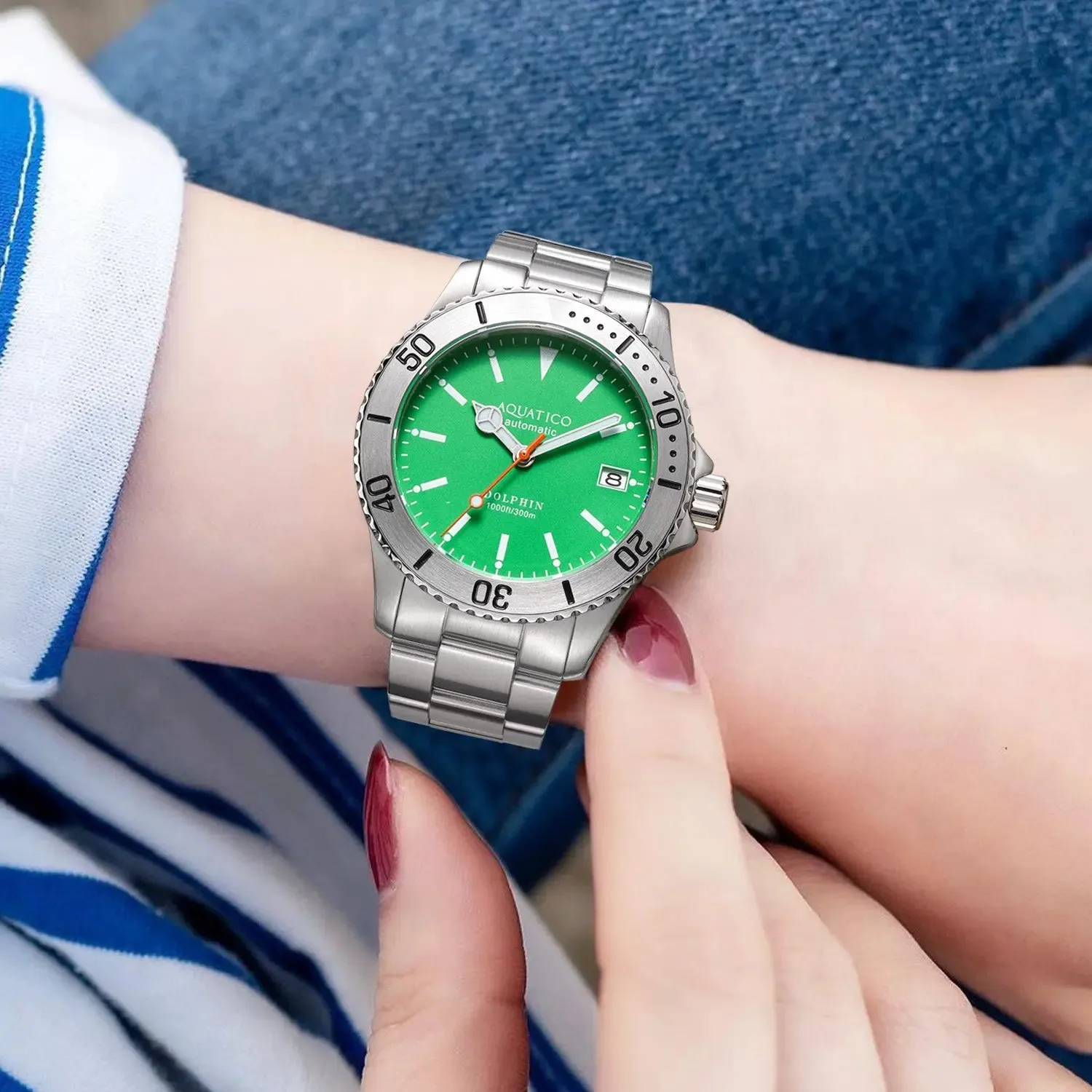Aquatico Dolphin 38mm Dive Watch Green Dial (NH35)
