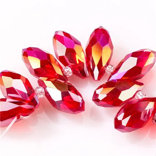 Austria AAA Mala Hole Glass Bead For Jewelry Making Bracelet DIY 6*12MM Pretty Shiny Briolette Crystal Bead Set Wholesale Z001