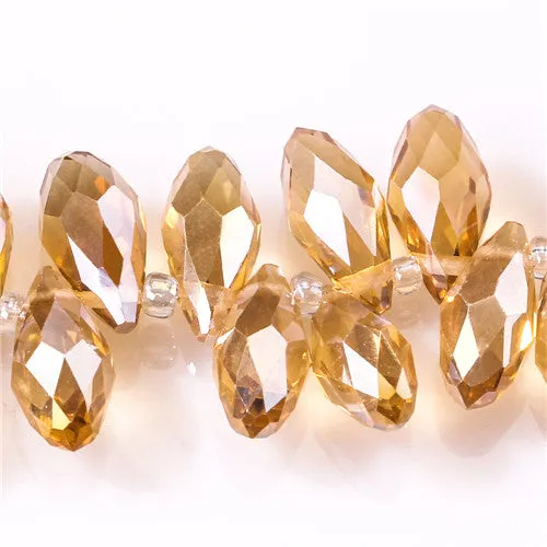 Austria AAA Mala Hole Glass Bead For Jewelry Making Bracelet DIY 6*12MM Pretty Shiny Briolette Crystal Bead Set Wholesale Z001