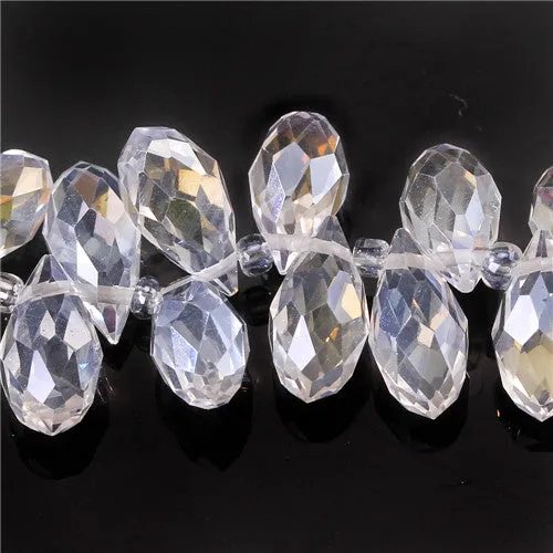 Austria AAA Mala Hole Glass Bead For Jewelry Making Bracelet DIY 6*12MM Pretty Shiny Briolette Crystal Bead Set Wholesale Z001