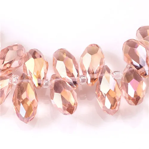 Austria AAA Mala Hole Glass Bead For Jewelry Making Bracelet DIY 6*12MM Pretty Shiny Briolette Crystal Bead Set Wholesale Z001