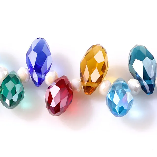 Austria AAA Mala Hole Glass Bead For Jewelry Making Bracelet DIY 6*12MM Pretty Shiny Briolette Crystal Bead Set Wholesale Z001