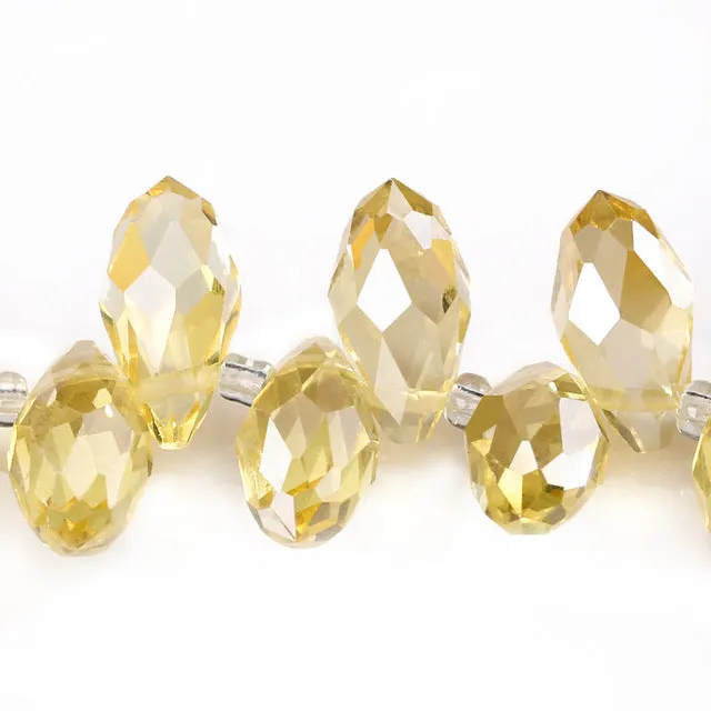Austria AAA Mala Hole Glass Bead For Jewelry Making Bracelet DIY 6*12MM Pretty Shiny Briolette Crystal Bead Set Wholesale Z001