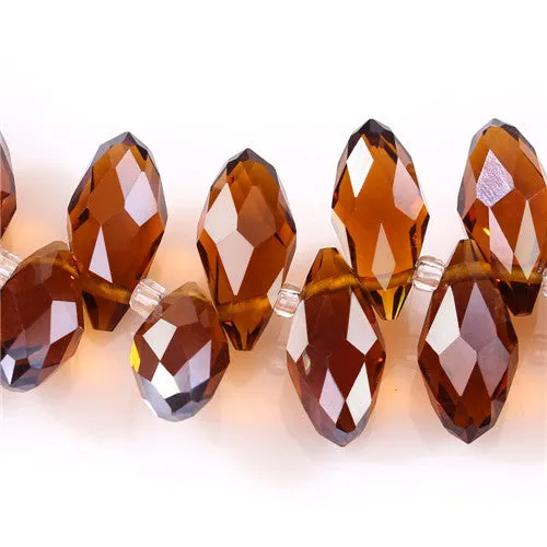 Austria AAA Mala Hole Glass Bead For Jewelry Making Bracelet DIY 6*12MM Pretty Shiny Briolette Crystal Bead Set Wholesale Z001