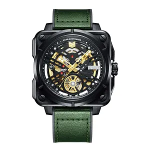 Automatic Mechanical Watch Skeleton Stainless 50M Waterproof Anti Shock Casual Diver Men Wrist Watch Sterling Watches Chronograph Analog Business Casual Fashion Adjustable Leather Band