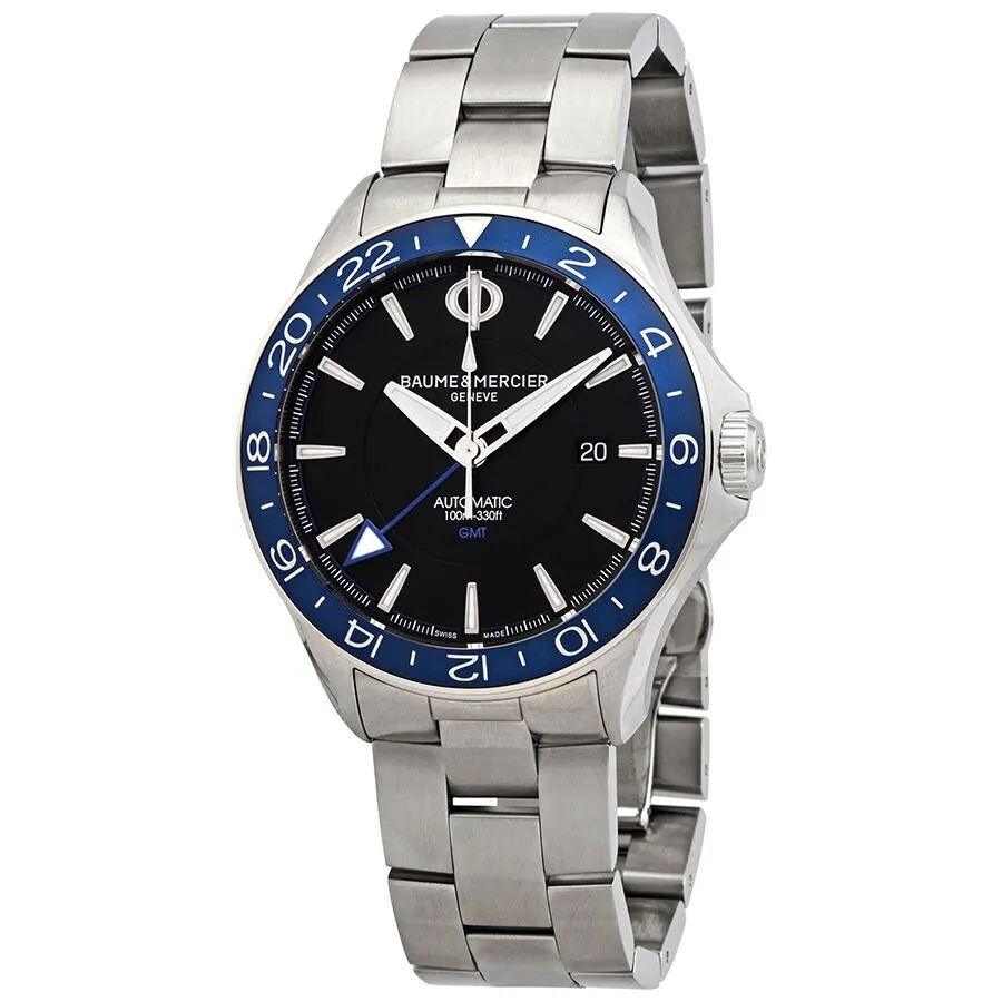 Baume et Mercier Clifton Club Automatic GMT Black Dial Men's Stainless Steel Watch 10487
