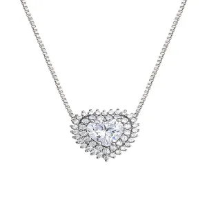 Believe by Brilliance Fine Silver Plated Cubic Zirconia Heart Necklace, 18"  2"