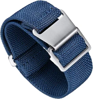 BINLUN Elastic Fabric Nylon Watch Band Waterproof Military Replacement Watch Strap Hook-and-Loop for Men Women Silver & Black Buckle 18/20/22mm