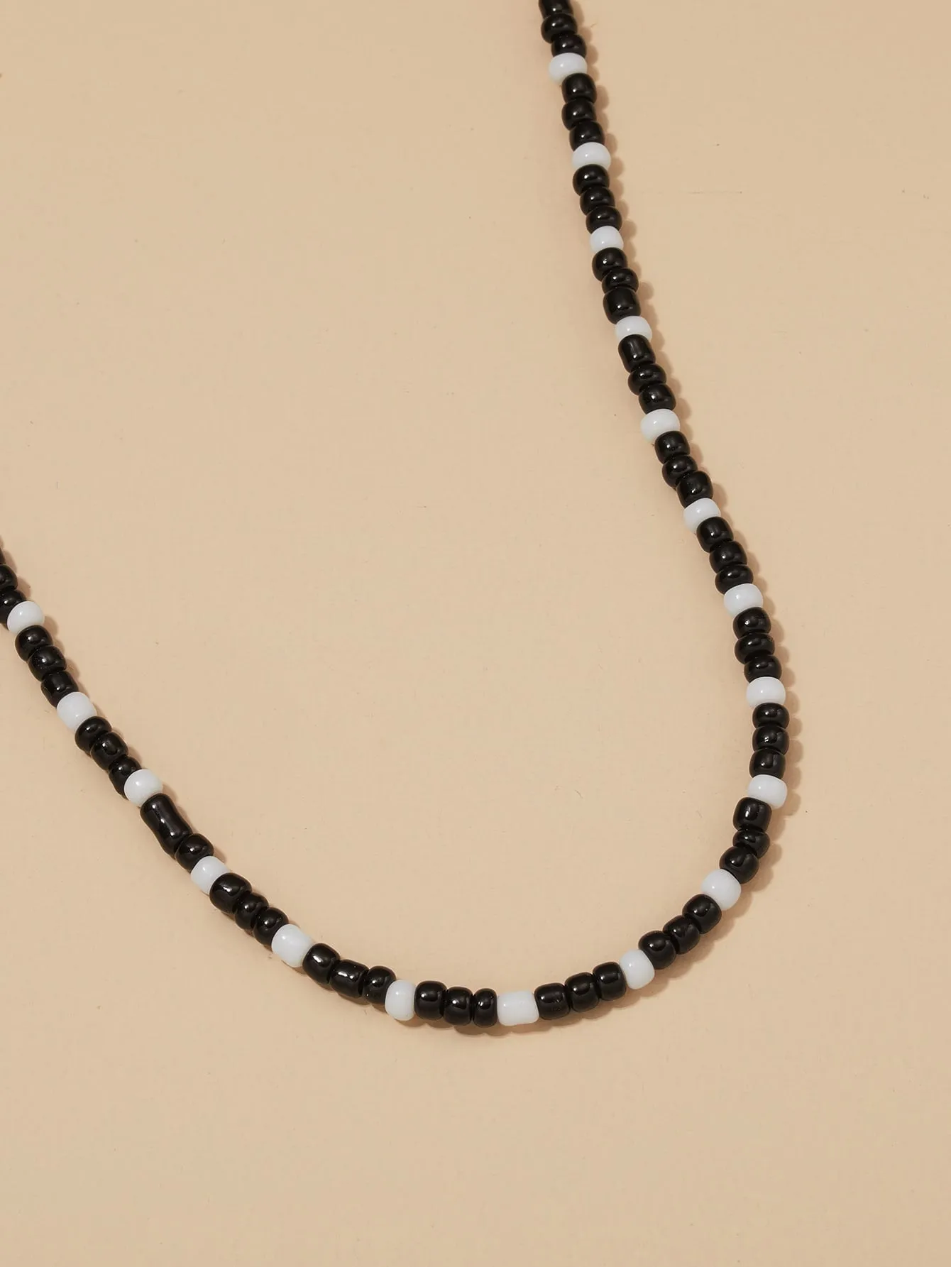 Black and White Simple Beaded Necklace for Women Girls Accessories Jewelry Gifts