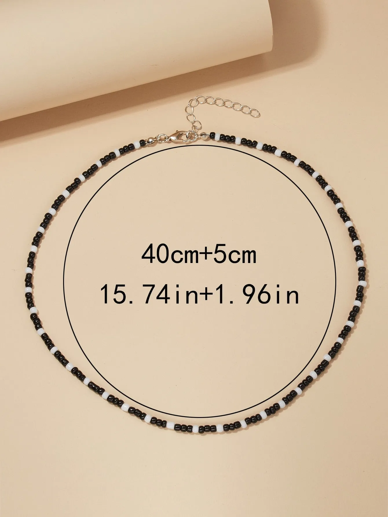 Black and White Simple Beaded Necklace for Women Girls Accessories Jewelry Gifts
