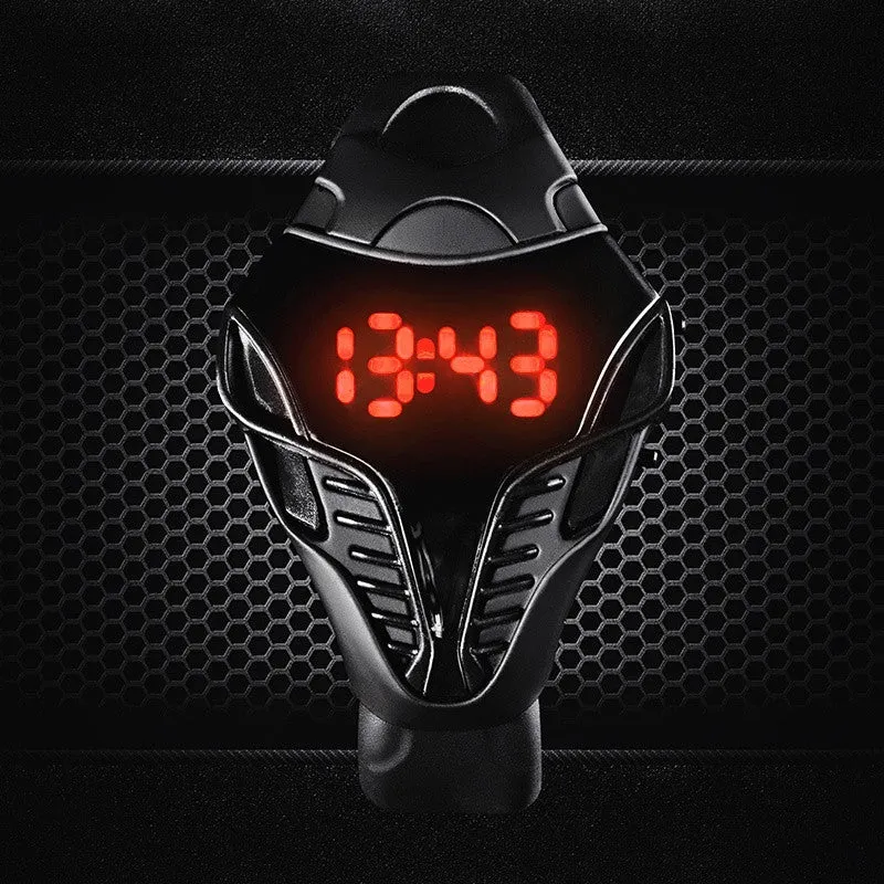 Black Color Men's LED Digital Watch Cobra Triangle Dial Silicone Sports Watches (Màu: màu đen)