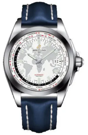 Breitling Galactic Unitime Antarctica White Dial Blue leather Automatic Men's Watch WB3510U0-A777BLLT WB3510U0/A777BLLT