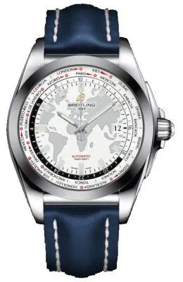 Breitling Galactic Unitime Antarctica White Dial Blue leather Automatic Men's Watch WB3510U0-A777BLLT WB3510U0/A777BLLT