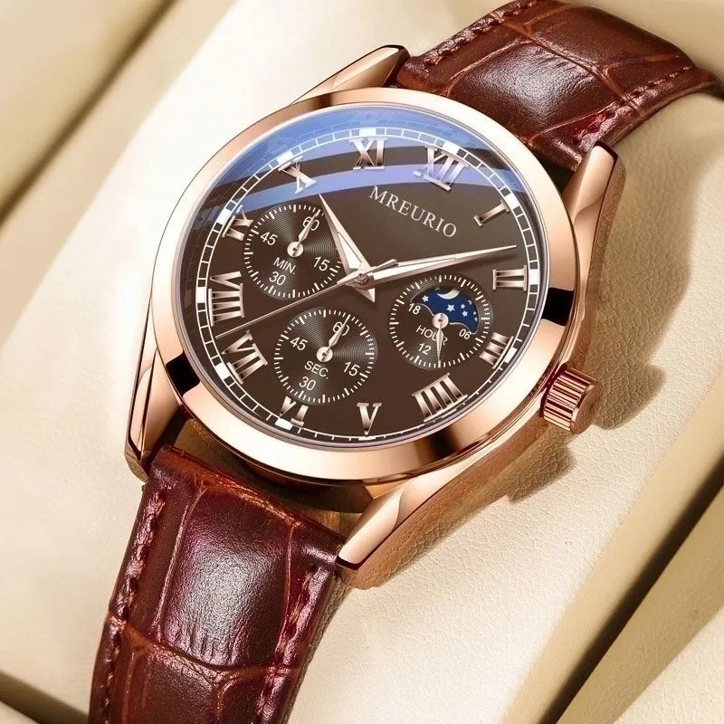 Business Simple Style Solid Color Buckle Quartz Men's Watches
