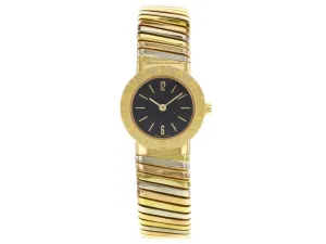 Bvlgari Tubogas Black Dial 18kt Tri-Color Gold Ladies Watch BB192TYWP