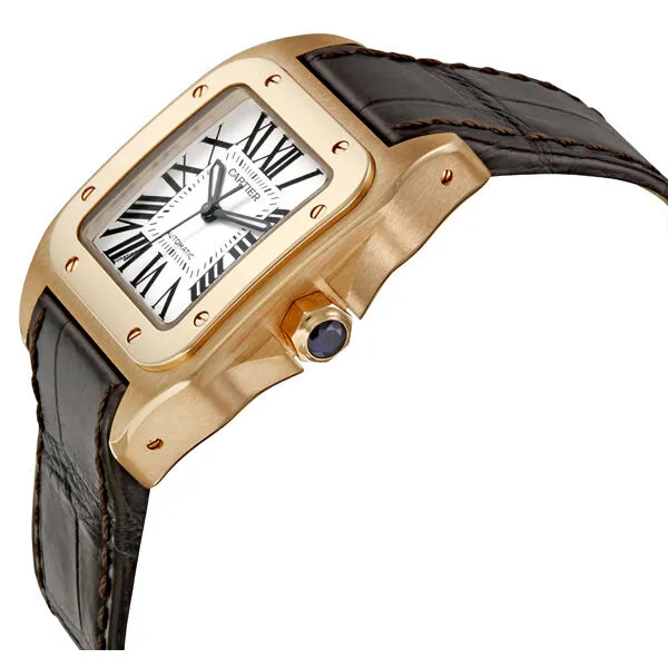 Cartier Santos 100 18kt Rose Gold Ladies Watch W20108Y1