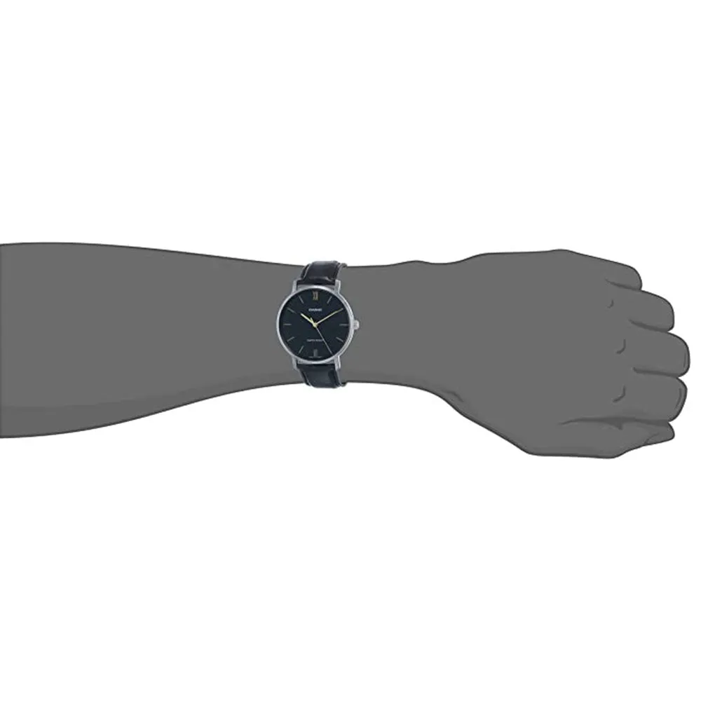 Casio Men's Black Dial Leather Band Analog Quartz Watch - MTP-VT01L-1BUDF