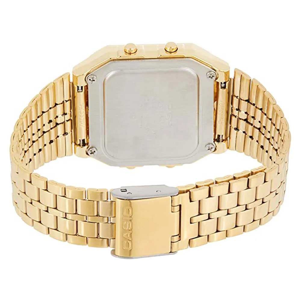 Casio Men's Gray Dial Gold Stainless Steel Band with World Time Quartz Watch - A500WGA-1DF