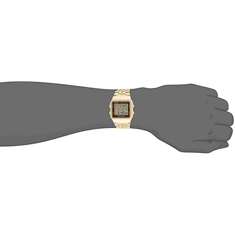 Casio Men's Gray Dial Gold Stainless Steel Band with World Time Quartz Watch - A500WGA-1DF