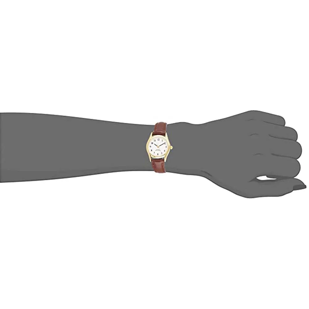 Casio Women's White Dial Brown Leather Band Japanese Quartz Watch - LTP-1094Q-7B9RDF