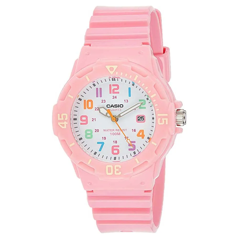 Casio Women's White Dial Pink Plastic Band Quartz Watch - LRW-200H-4B2VDF