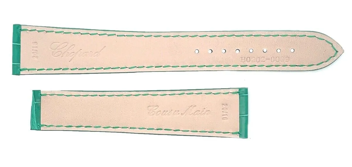 Chopard 20mm x 16mm Shiny Green Alligator Watch Band B0202-0009