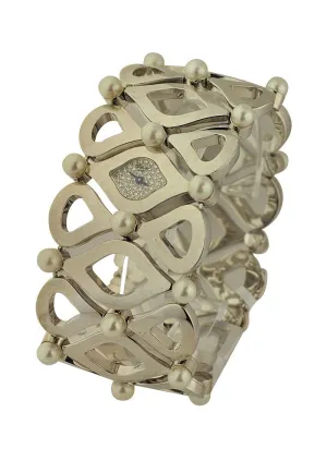 Chopard Pushkin Diamond Dial White Gold Blue Steel Hands Watch 106798-1001