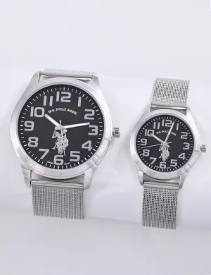 CLASSIC ANALOG DIAL MESH STRAP WATCH SET