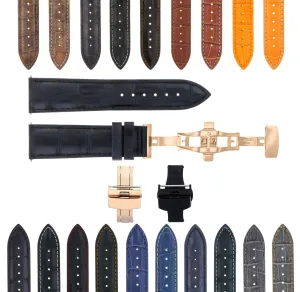 CLASSIC MENS SMOOTH LEATHER WATCH BAND STRAP WATCH BUCKLE - 24MM