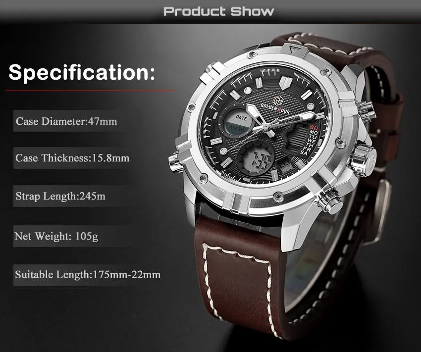 Classic Sports Analog Leather Watch