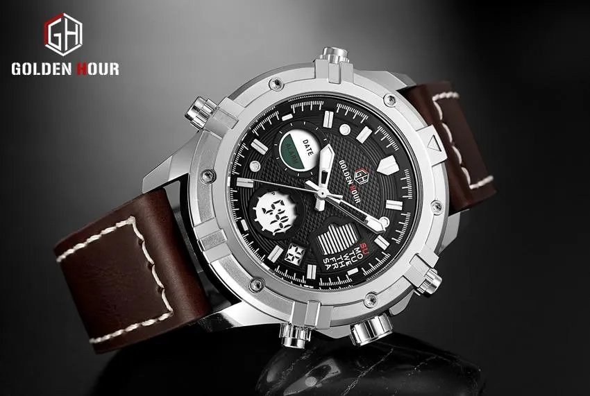 Classic Sports Analog Leather Watch