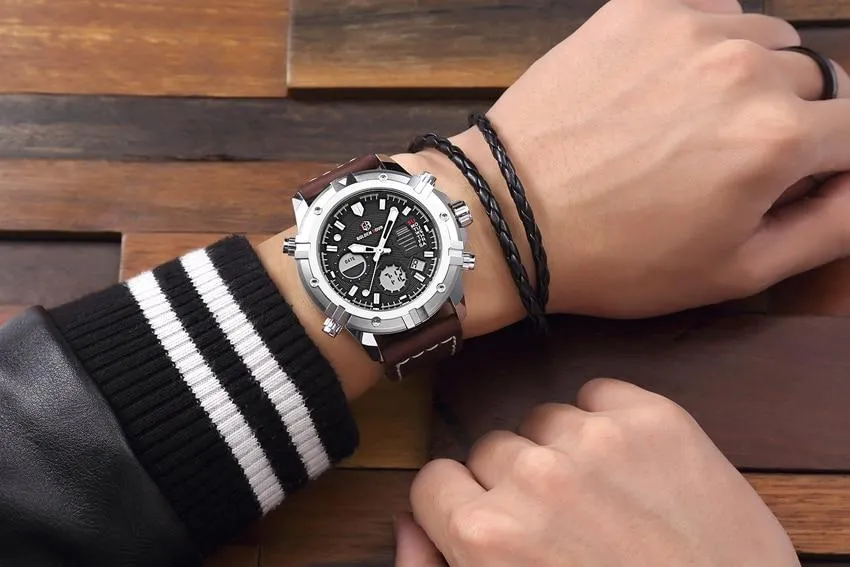 Classic Sports Analog Leather Watch