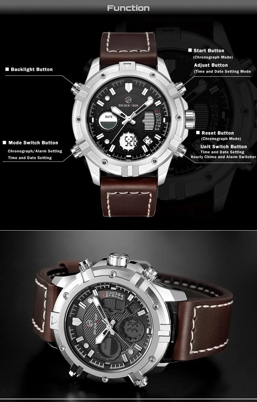 Classic Sports Analog Leather Watch